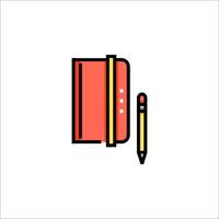 A notebook and pencil icon on a white background vector