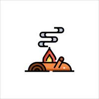 A cartoon of a fire with a log on top vector