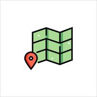 A map icon with a pin pointing to it vector