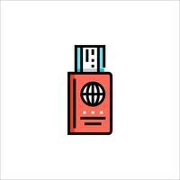 A red usb stick with a globe on it vector