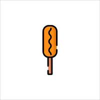 A hot dog on a stick icon in a line style vector