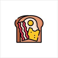 Breakfast icon with bacon, cheese and eggs vector