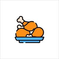 A plate with chicken on it and a knife vector