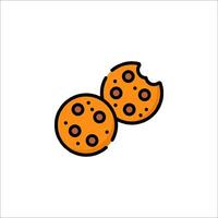 Two cookies are shown in a flat line style vector