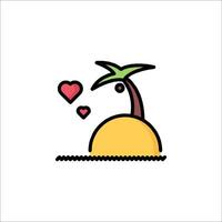 A cartoon palm tree with a heart on it vector