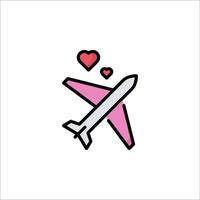 A plane with hearts flying in the air vector