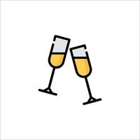 Two glasses of champagne on a white background vector
