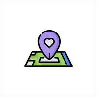 A map marker with a heart on it vector