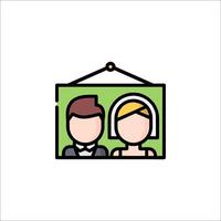 A couple is standing in front of a green frame vector