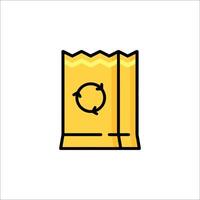 A yellow bag with a recycling symbol on it vector