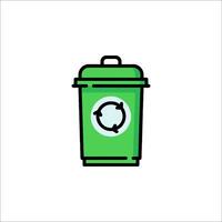 A green trash can with a recycling symbol on it vector
