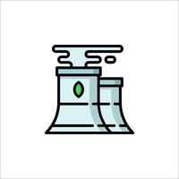A green cloud icon with a nuclear power plant vector