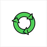 A green circular arrow icon with arrows pointing in different directions vector