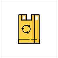 A yellow bag with a recycling symbol on it vector