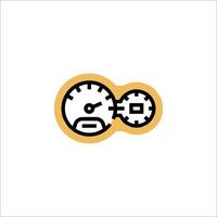 A speedometer icon with a clock and a gear vector