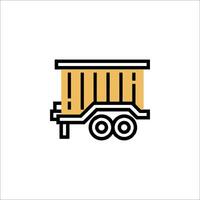 A yellow and black dump truck icon on a white background vector