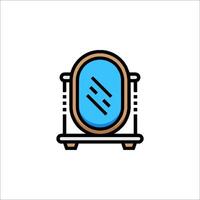 A blue and white icon of a mirror vector