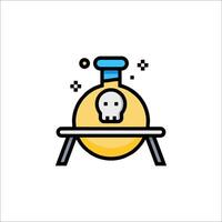 A skull in a lab with a bottle on top vector