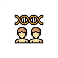 Two people with dna in front of a dna symbol vector