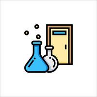 A laboratory with a door and a flask vector