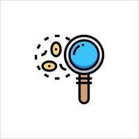 Magnifying glass icon with coins and a magnifying glass vector