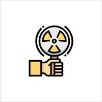 A hand holding a radioactive symbol icon vector
