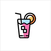 A colorful drink with a straw and slice of orange vector