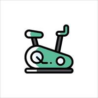 A green exercise bike icon on a white background vector