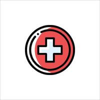 A red cross in a circle with a white cross vector