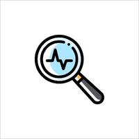 Magnifying glass icon with heartbeat line illustration vector