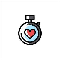 A stopwatch with a heart inside it vector
