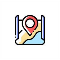 A map icon with a pin pointing to a location vector