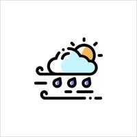 A cloud with rain drops and sun on it vector