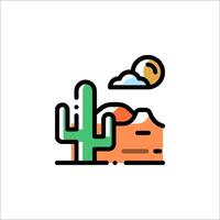 A desert landscape with a cactus and a cloud vector