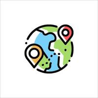 A globe with a map pin on it vector