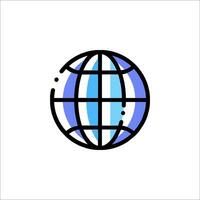A globe icon with a blue and white background vector
