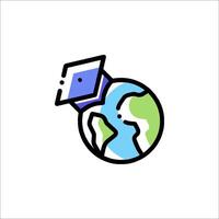 A globe with a graduation cap on it vector
