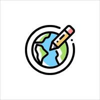 A pencil and globe icon vector