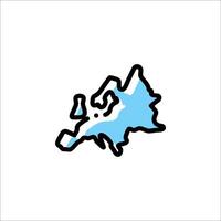 A blue and white outline of a map of europe vector