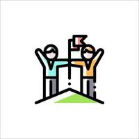 Two people are holding a flag and a flagpole vector