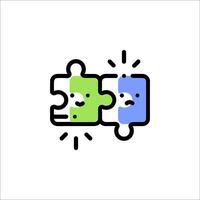 Two pieces of puzzle with a face on each side vector
