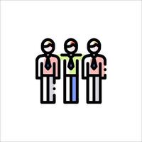 Three people standing in front of a white background vector