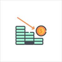 A stack of money and an arrow pointing up vector