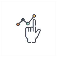 A hand pointing at a graph and a line vector