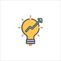 An icon of a light bulb with an arrow going up vector
