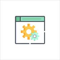 A web page with gears and a cogwheel icon vector