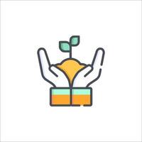Hands holding a plant with a sprout vector