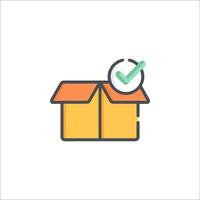 A box with a tick mark on it and a check mark vector