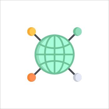 A globe with four different colored spheres on it vector