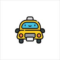 A cartoon taxi car with a smile on its face vector